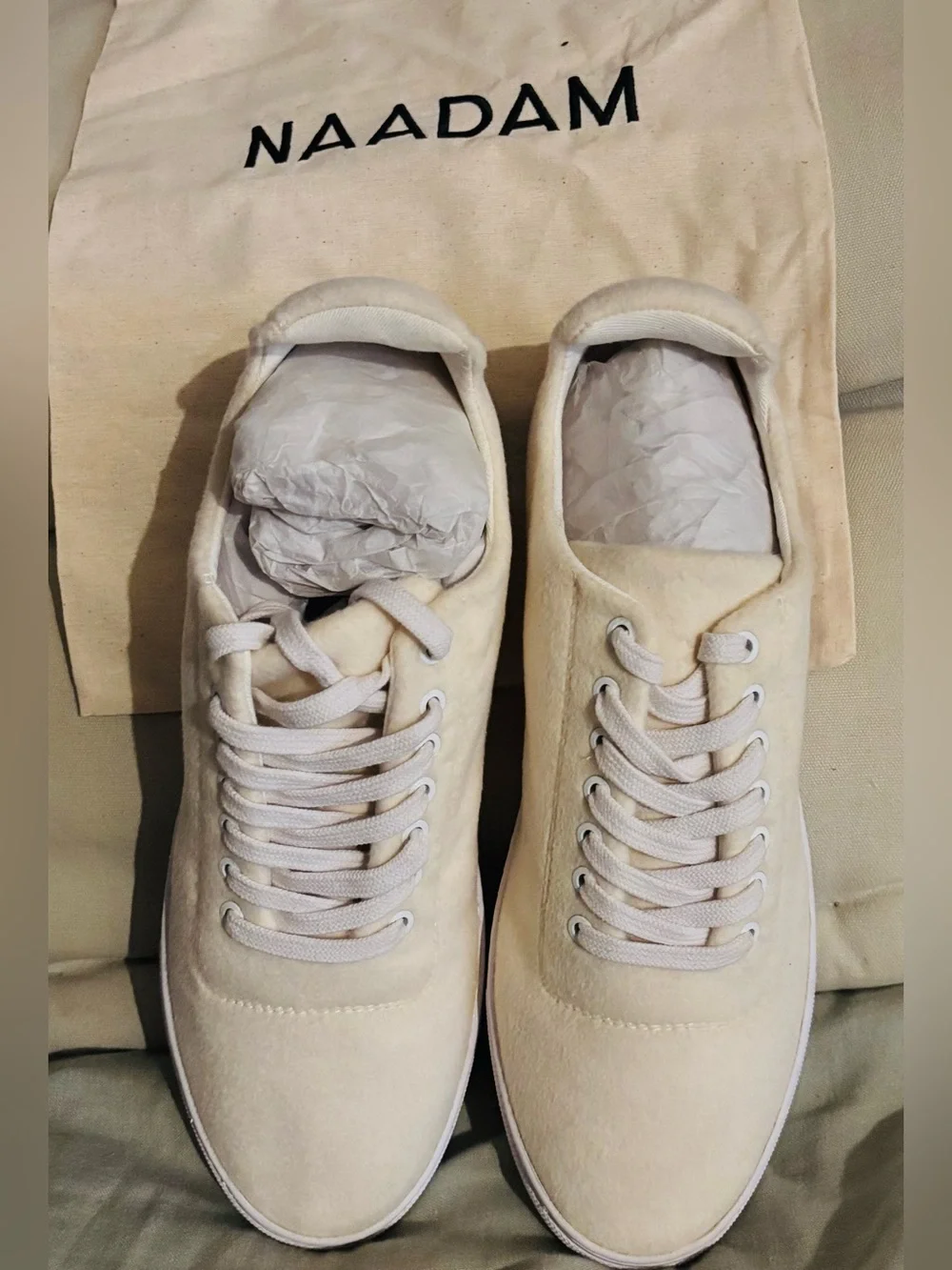 NAADAM Merino Cashmere Lace Up Sneakers Cream Wool Cashmere Men’s Size 10 NIB